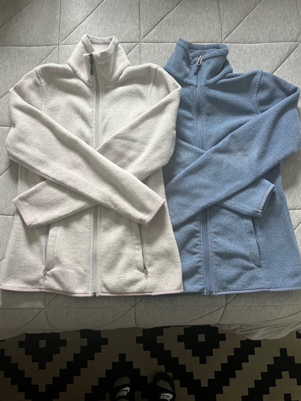 Amazon Essentials light grey and blue Fleece Jackets TWO